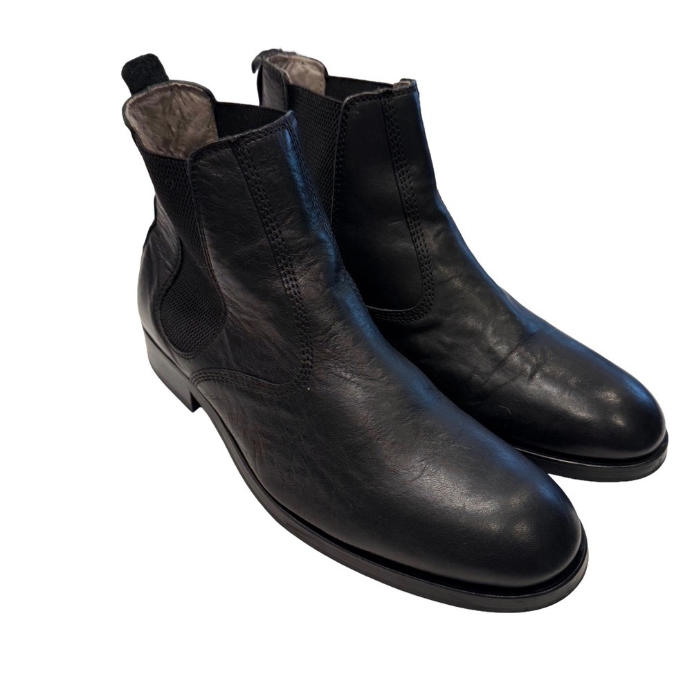 AllSaints Men’s Black Creed Leather Chelsea  Distressed Boots US 9 EU 42 NEW!